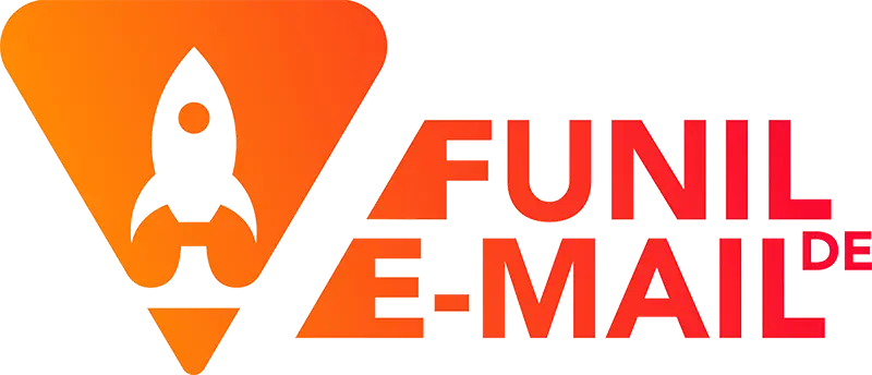 Logo do site funil de email com um foguete decolando